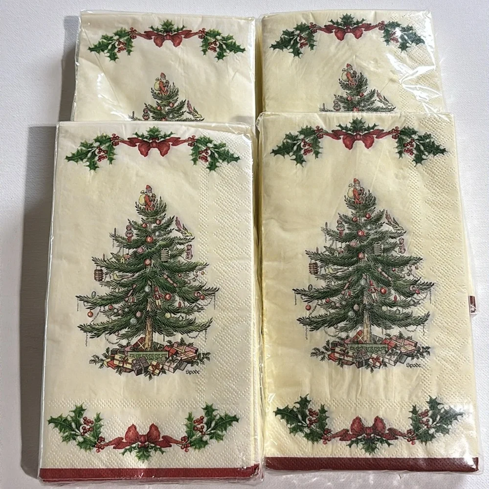 Spode Dinner Napkins 2006 Spode Christmas Tree Napkins Set Set of 4 NEW VTG